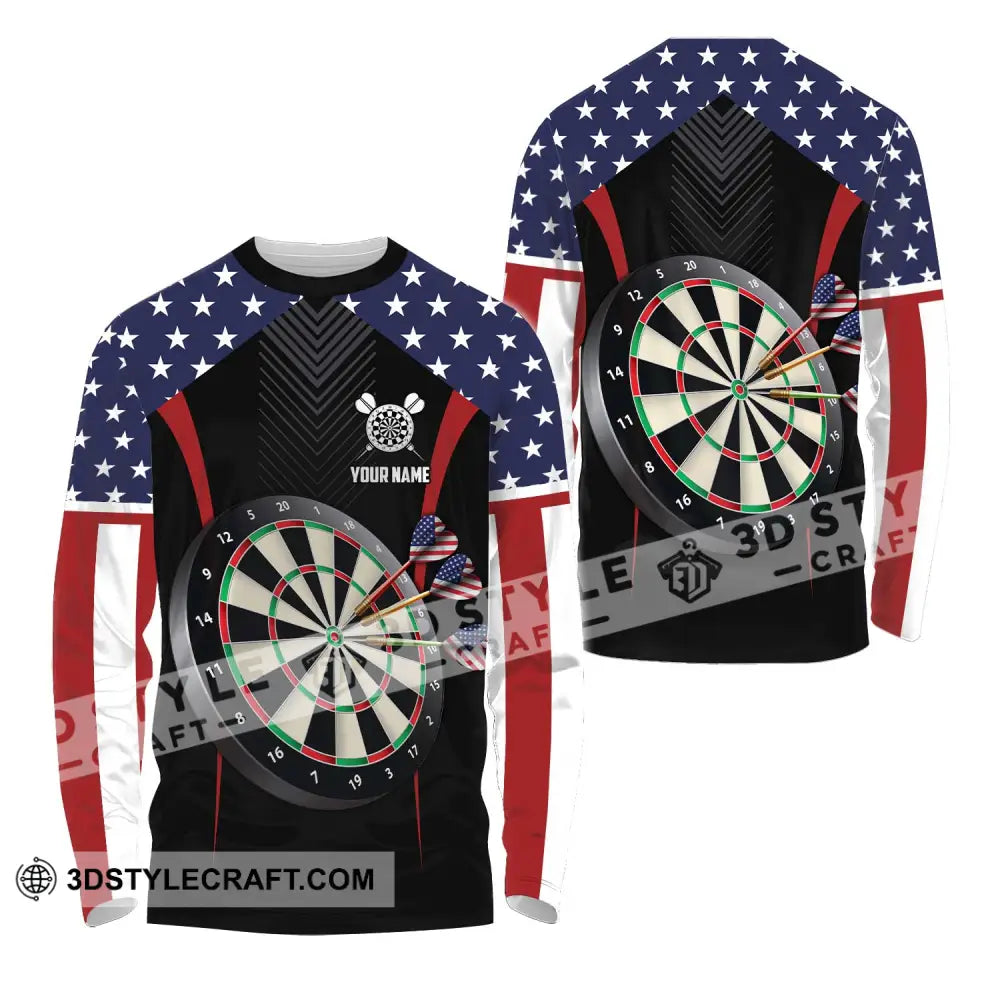 Unisex Shirt - Custom Name Sport America Darts Long Sleeve / S T-Shirt