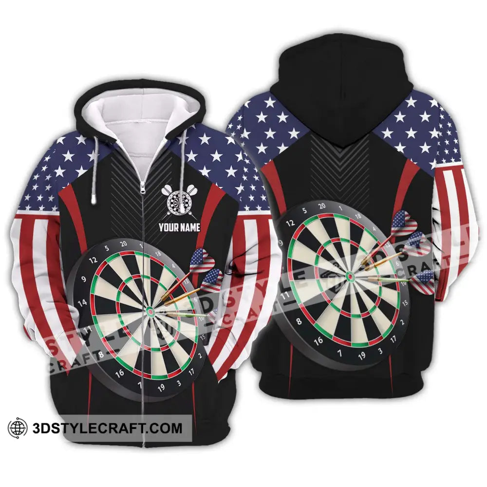 Unisex Shirt - Custom Name Sport America Darts Zipper Hoodie / S T-Shirt