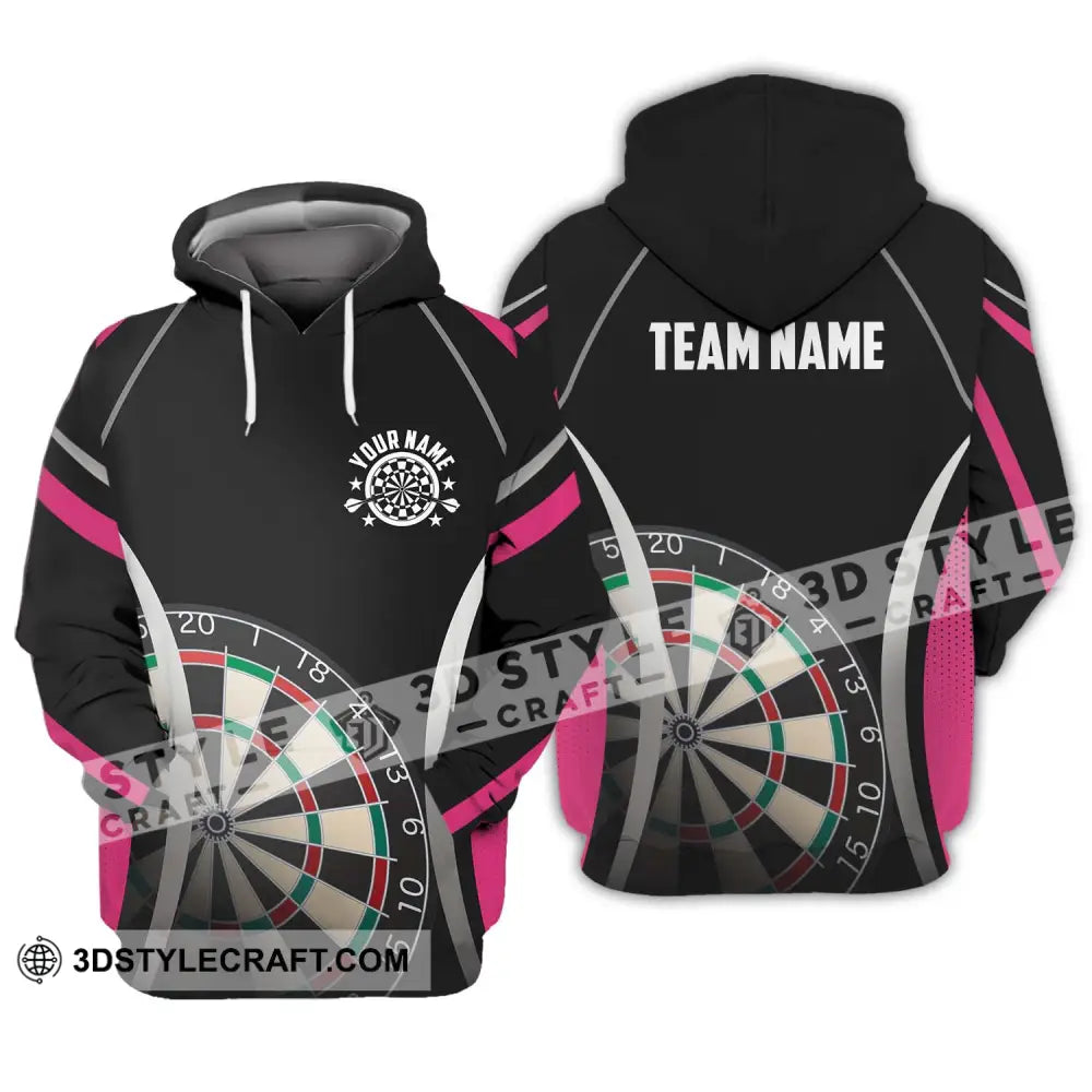 Unisex Shirt - Custom Name Sport Black Pink Darts Hoodie / S T-Shirt