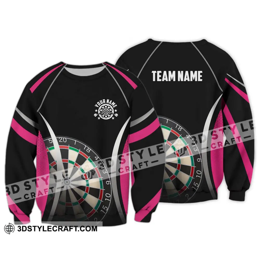 Unisex Shirt - Custom Name Sport Black Pink Darts Long Sleeve / S T-Shirt