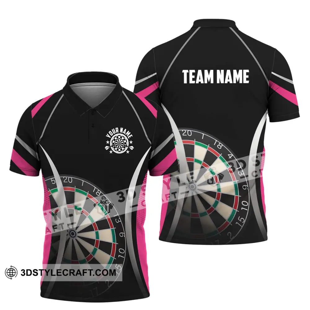 Unisex Shirt - Custom Name Sport Black Pink Darts Polo / S T-Shirt