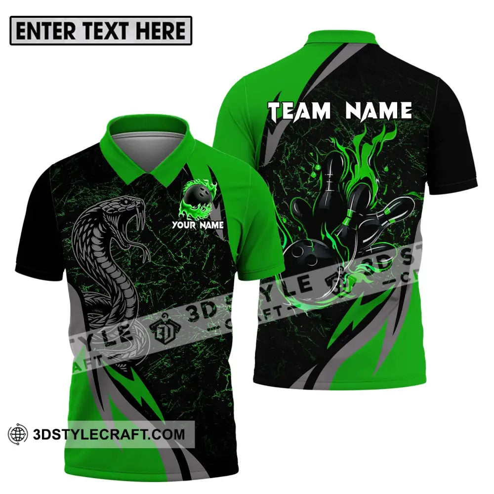 Unisex Shirt - Custom Name Sport Black Snake Bowling Polo / S T-Shirt