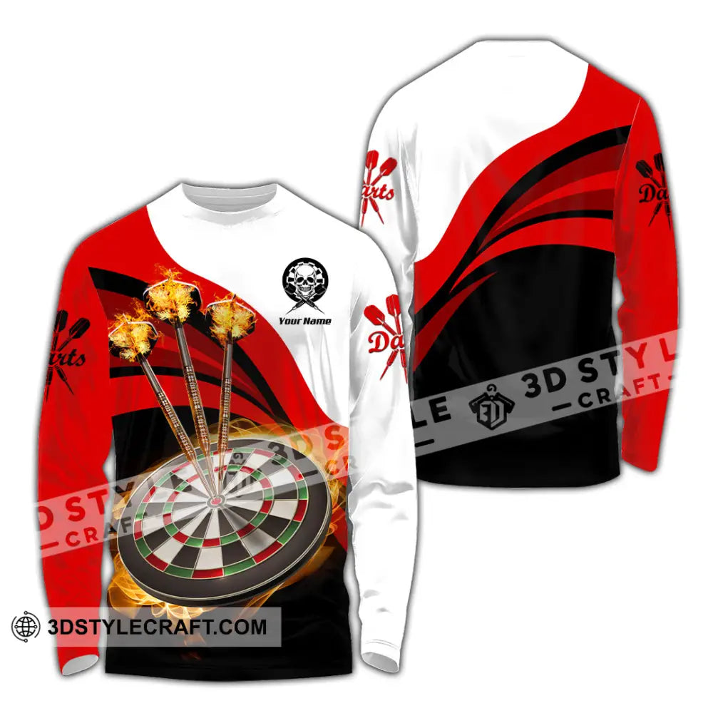 Unisex Shirt - Custom Name Sport Burning Darts Long Sleeve / S T-Shirt