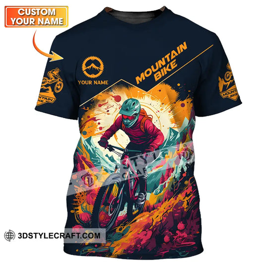 Unisex Shirt - Custom Name Sport Shirt, Drawing Mountain Biker style option 1