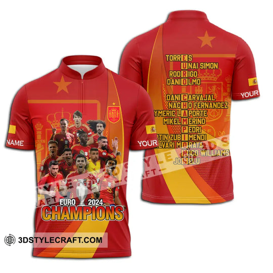 Unisex Shirt - Custom Name Sport Shirt, Euro 2024 Champion Spain style option 2