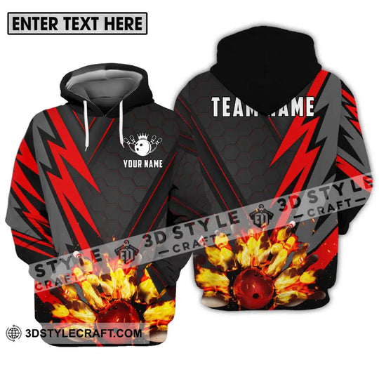 Unisex Shirt - Custom Name Sport Shirt, Fire Bowling Pins And Ball style option 3