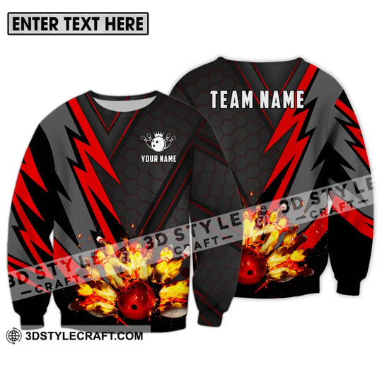 Unisex Shirt - Custom Name Sport Shirt, Fire Bowling Pins And Ball style option 4
