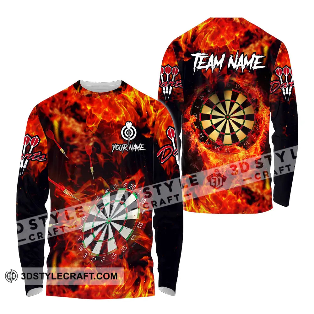 Unisex Shirt - Custom Name Sport Fire Darts Long Sleeve / S T-Shirt