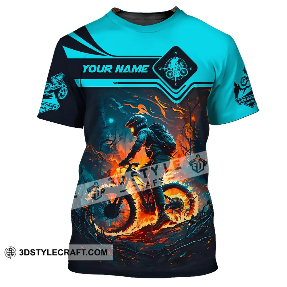 Unisex Shirt - Custom Name Sport Fire Mountain Biker T-Shirt / S T-Shirt