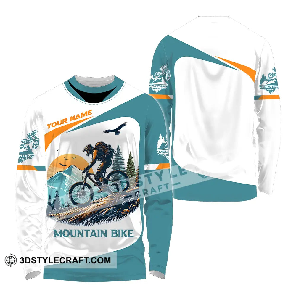 Unisex Shirt - Custom Name Sport For Mountain Bike Player Long Sleeve / S T-Shirt