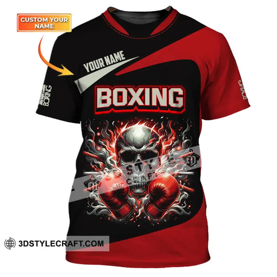 Unisex Shirt - Custom Name Sport Shirt, Red Glove Boxing Skull style option 1