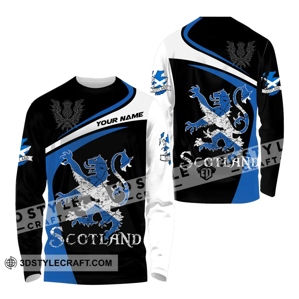 Unisex Shirt - Custom Name Sport Scotland Lion Long Sleeve / S T-Shirt