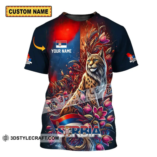 Unisex Shirt - Custom Name Sport Shirt - Serbia Wild Cat style option 1
