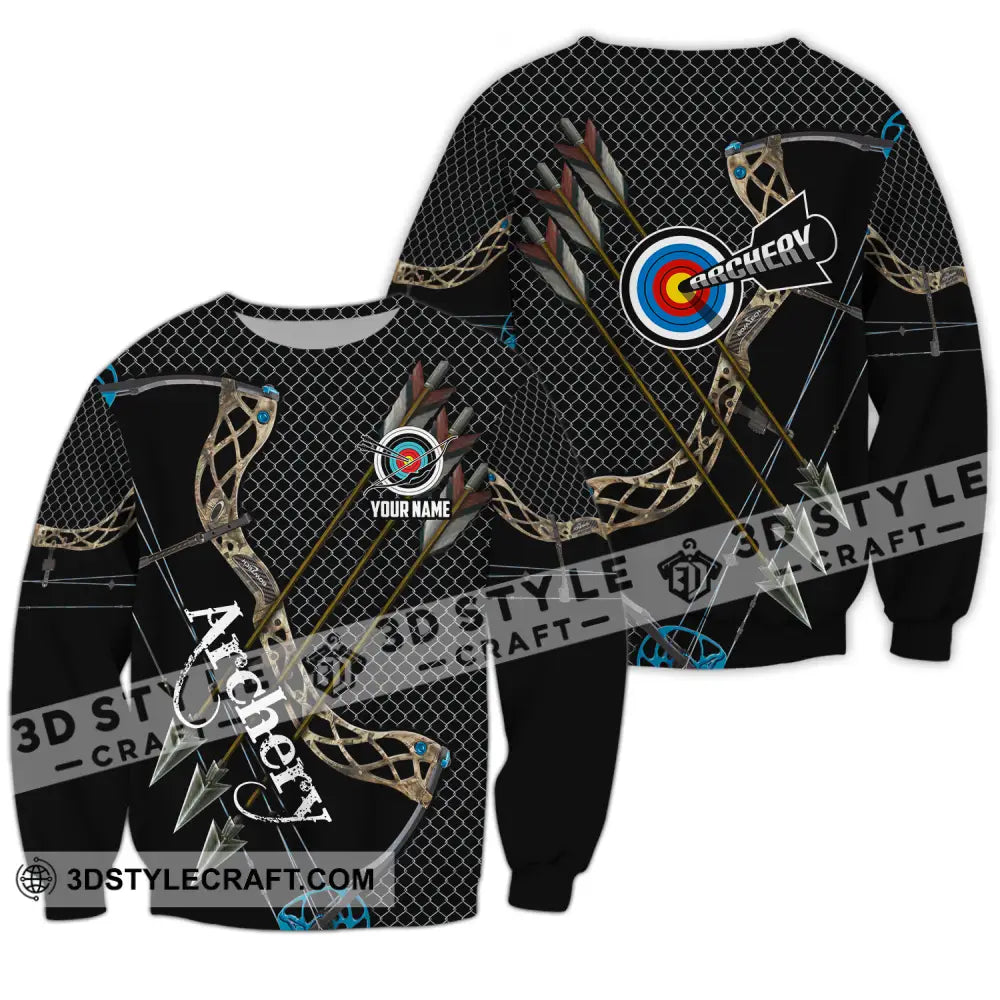 Unisex Shirt - Custom Name Sport Three Arrows Archery Long Sleeve / S T-Shirt