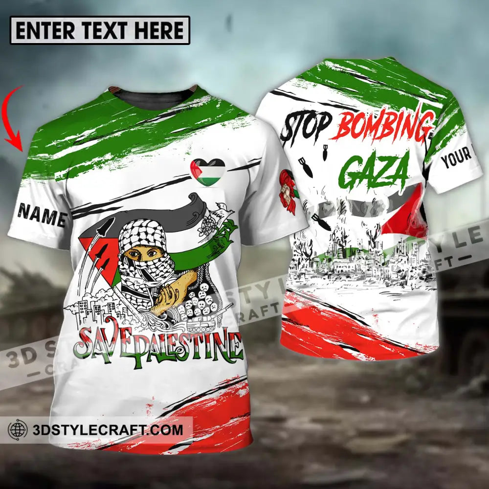 Unisex Shirt - Custom Name Stop Bombing Gaza T-Shirt