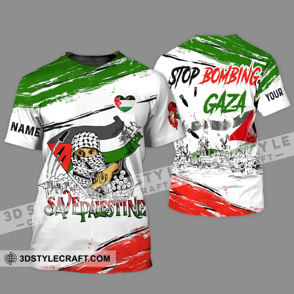 Unisex Shirt - Custom Name Stop Bombing Gaza T-Shirt / S T-Shirt