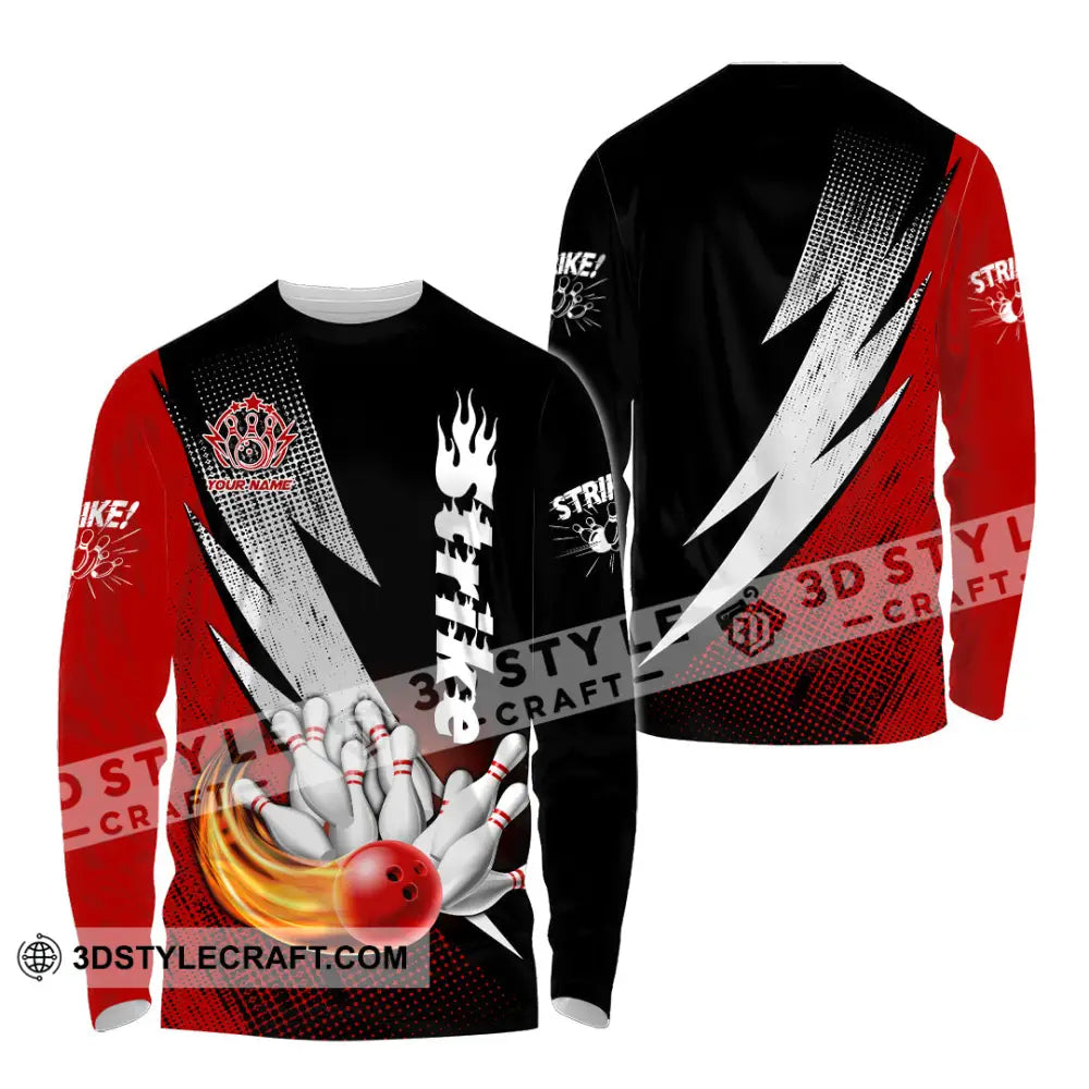 Unisex Shirt - Custom Name Strike Bowling Sport Long Sleeve / S T-Shirt