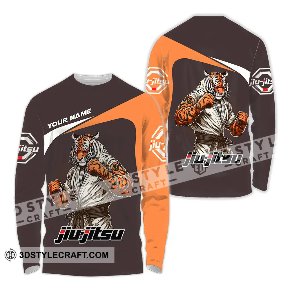 Unisex Shirt - Custom Name Strong Tiger Jiu Jitsu Long Sleeve / S T-Shirt