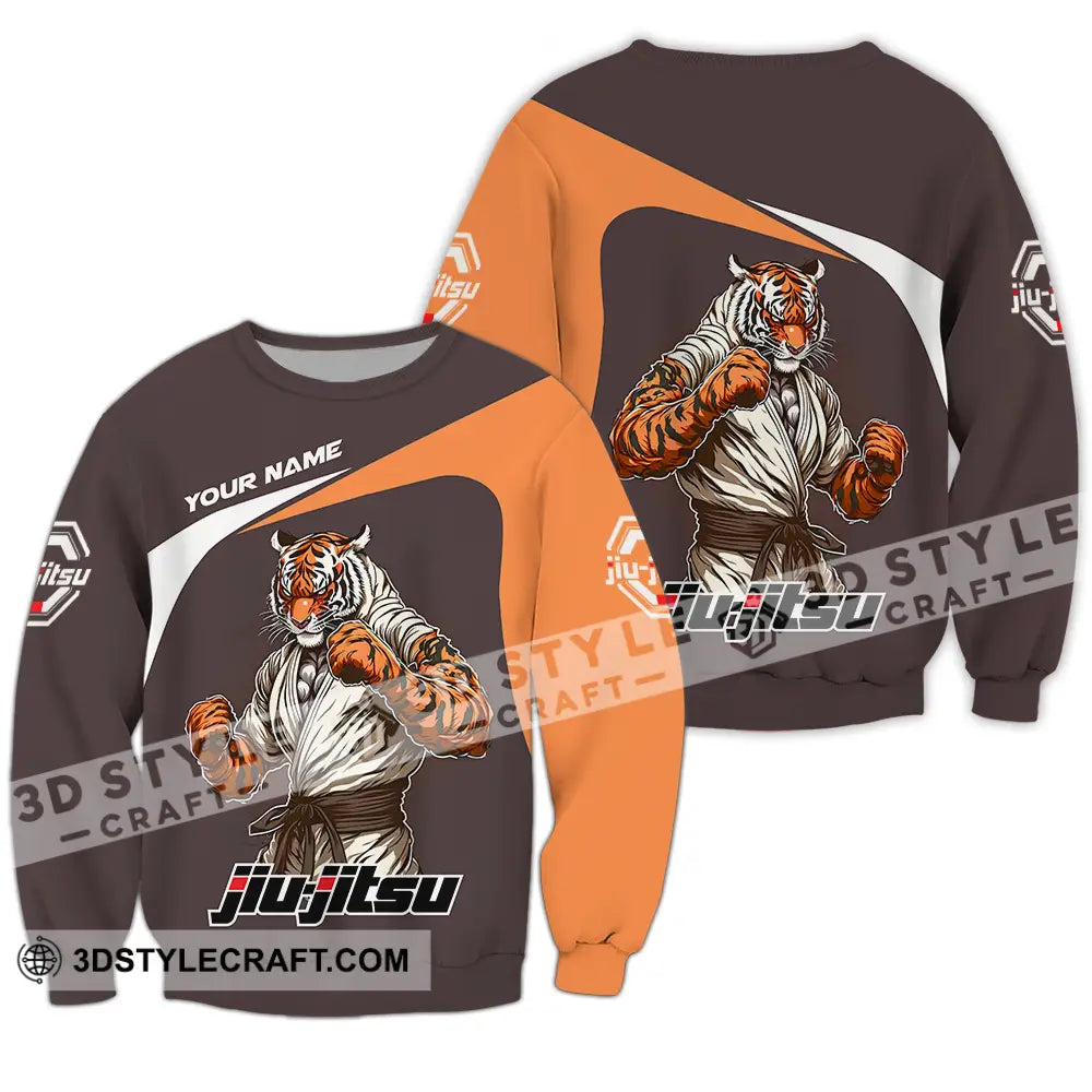 Unisex Shirt - Custom Name Strong Tiger Jiu Jitsu Long Sleeve / S T-Shirt