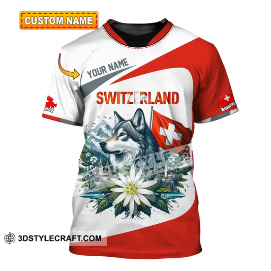 Unisex Shirt Custom Name Switzerland Polo Long Sleeve Gift T-Shirt