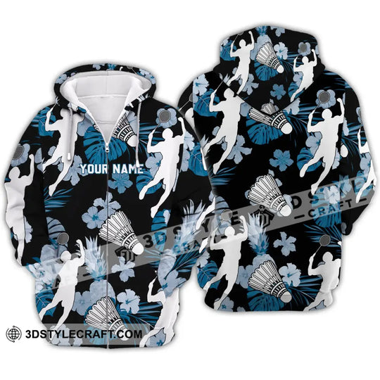 Unisex Shirt - Custom Name T-Shirt - Badminton Tropical Design Clothing style option 4