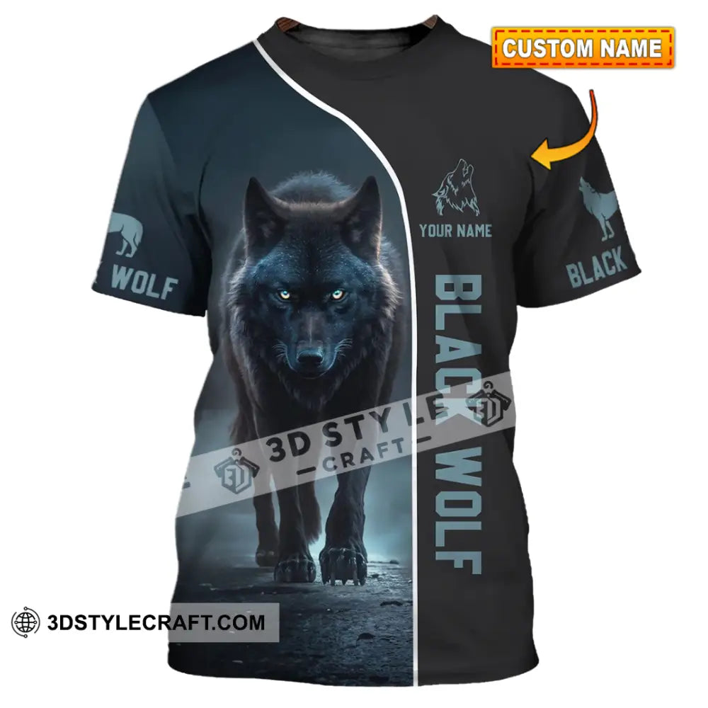 Unisex Shirt - Custom Name T-Shirt Black Wolf T-Shirt