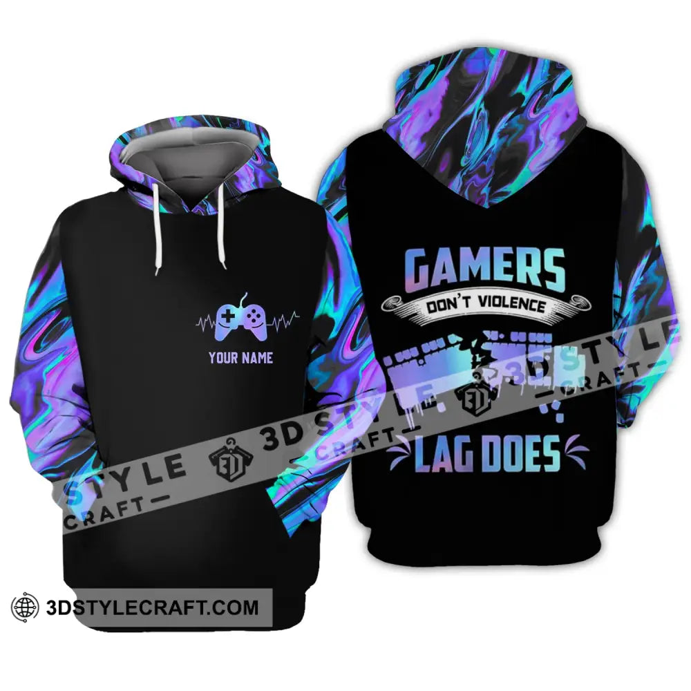 Unisex Shirt - Custom Name T-Shirt Gamers Don’t Violence Lag Does Hoodie / S T-Shirt