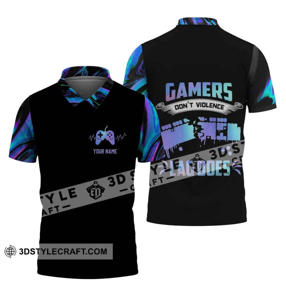 Unisex Shirt - Custom Name T-Shirt Gamers Don’t Violence Lag Does Polo / S T-Shirt