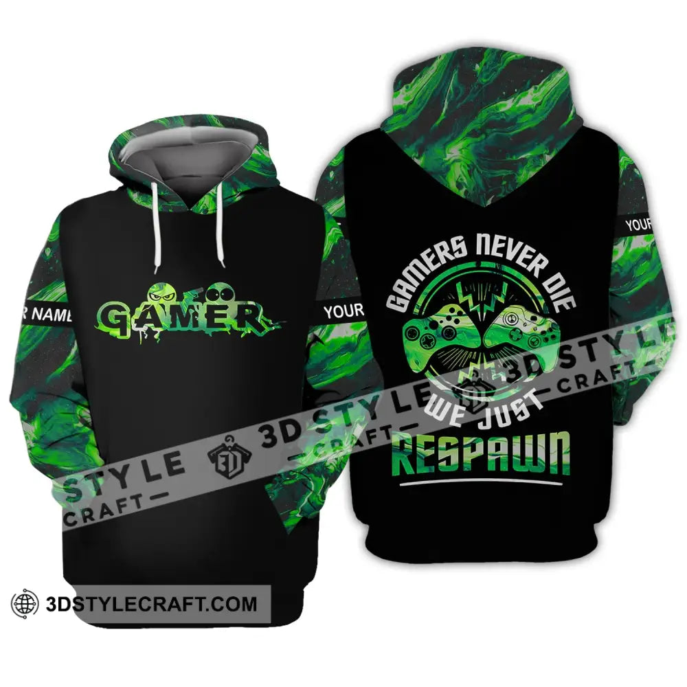 Unisex Shirt - Custom Name T-Shirt Gamers Never Die We Just Respawn Hoodie / S T-Shirt