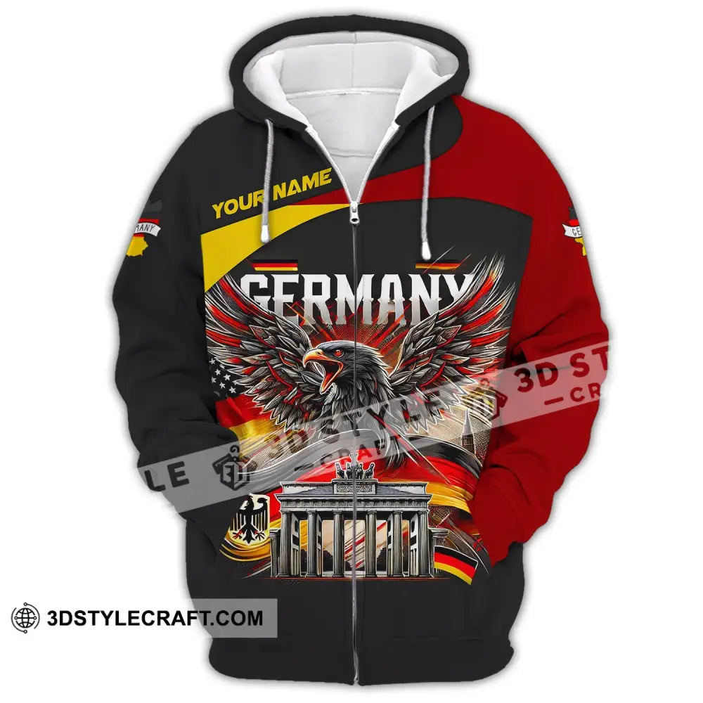 Unisex Shirt Custom Name T-Shirt Germany Love Polo Gift For German Lover Zipper Hoodie / S