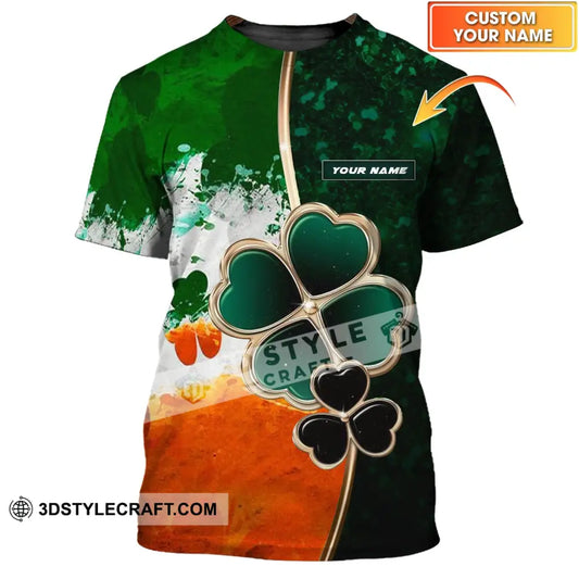 Unisex Shirt - Custom Name T-Shirt Green And Orange Clover For Saint Patrick’s Day T-Shirt