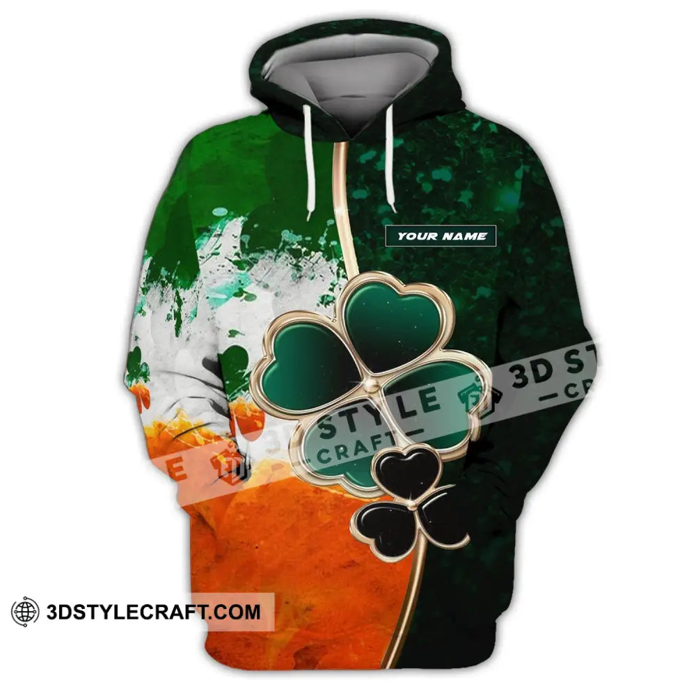 Unisex Shirt - Custom Name T-Shirt Green And Orange Clover For Saint Patrick’s Day Hoodie / S