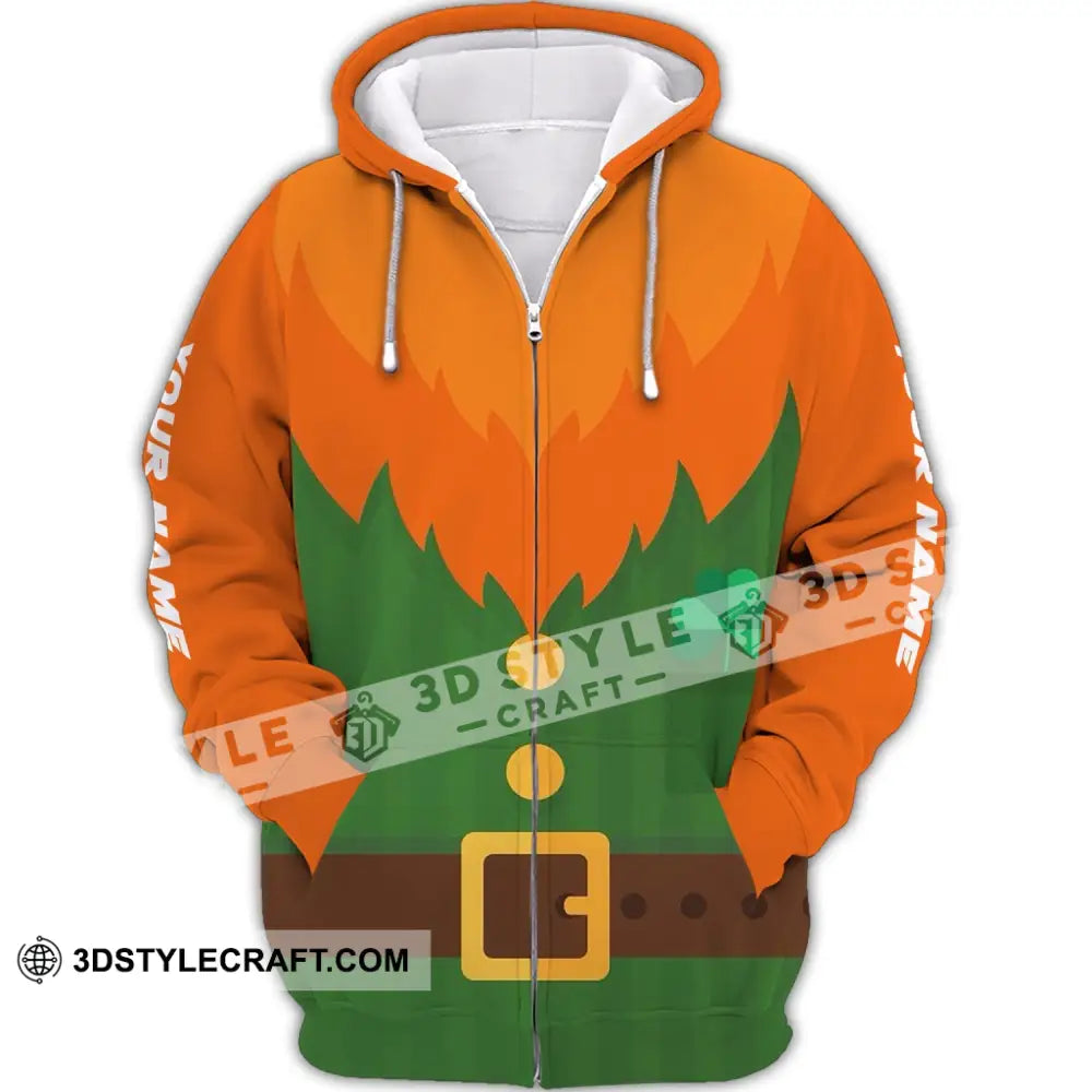 Unisex Shirt - Custom Name T-Shirt Green And Orange Patrick’s Day Zipper Hoodie / S T-Shirt