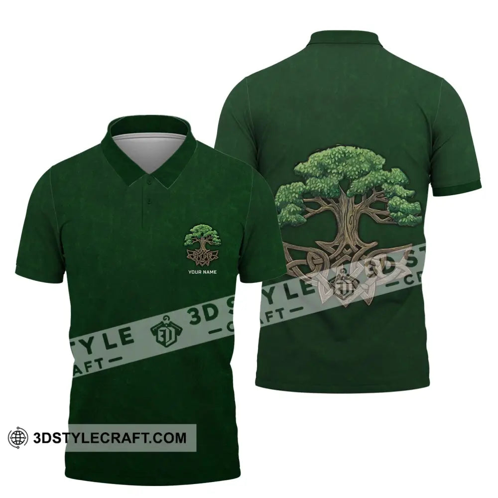 Unisex Shirt - Custom Name T-Shirt Green Tree Polo / S T-Shirt