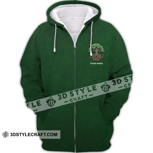 Unisex Shirt - Custom Name T-Shirt Green Tree Zipper Hoodie / S T-Shirt