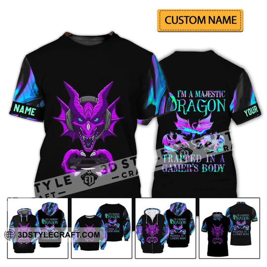 Unisex Shirt - Custom Name T-Shirt, I Am A Majestic Dragon style option 2