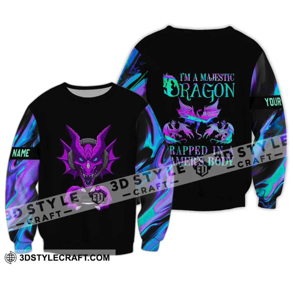 Unisex Shirt - Custom Name T-Shirt I Am A Majestic Dragon Long Sleeve / S T-Shirt