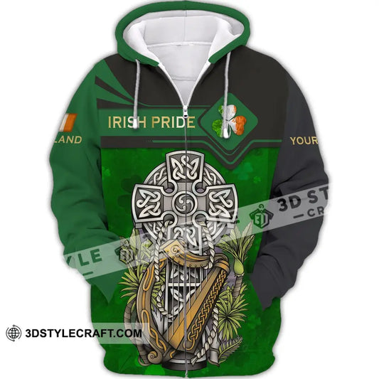 Unisex Shirt - Custom Name T-Shirt Irish Pride Happy Saint Patrick’s Day Zipper Hoodie / S T-Shirt