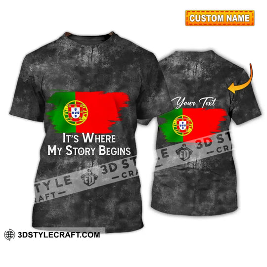 Unisex Shirt - Custom Name T-Shirt, Its Where My Story Begin Wash Style Clothing style option 1