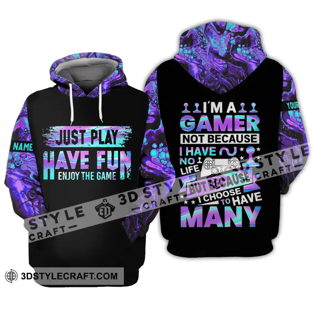 Unisex Shirt - Custom Name T-Shirt Just Play Have Fun Enjoy The Game Hoodie / S T-Shirt