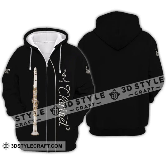 Unisex Shirt - Custom Name T-Shirt Love Clarinet Lover Zipper Hoodie / S T-Shirt