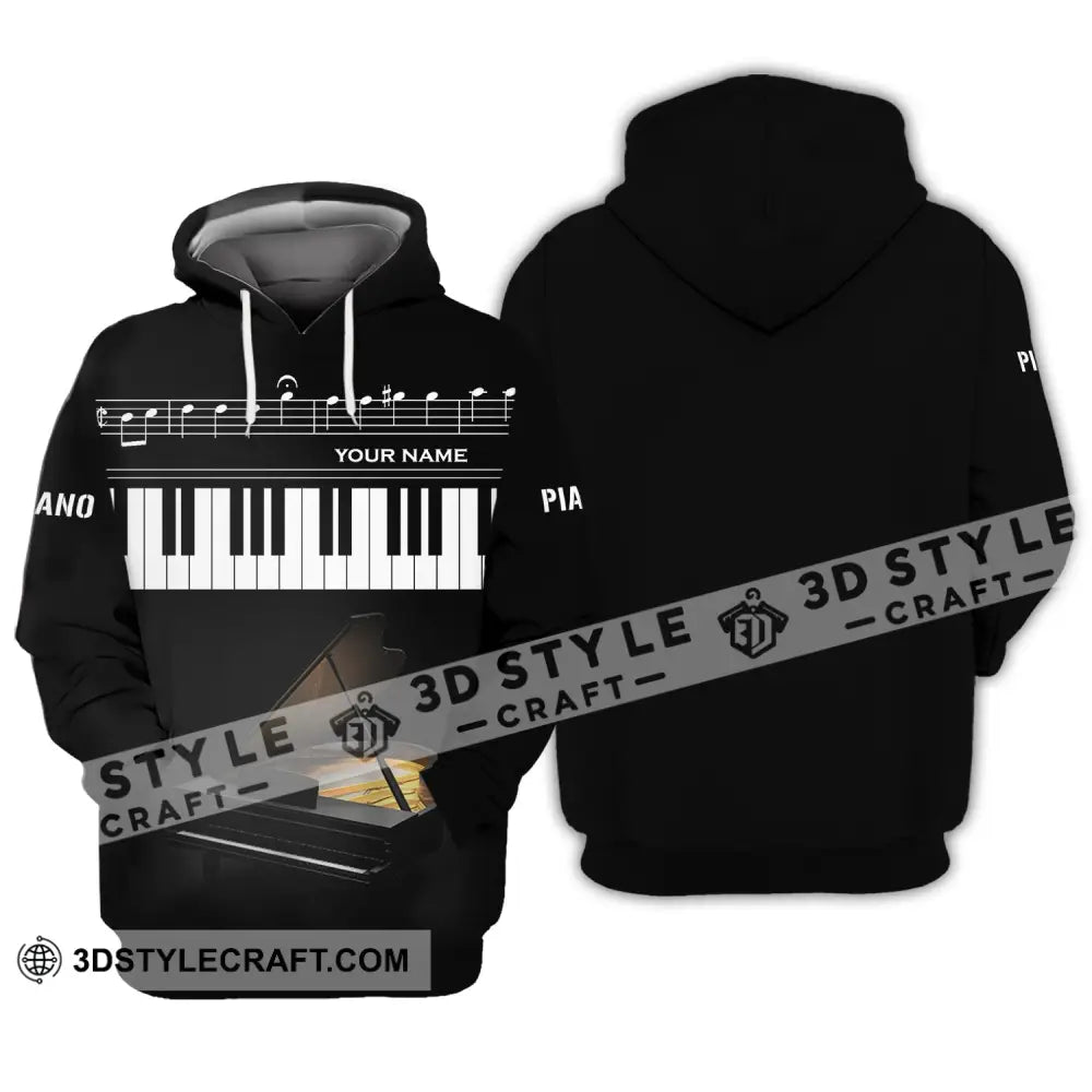 Unisex Shirt - Custom Name T-Shirt Piano Keys Hoodie / S T-Shirt