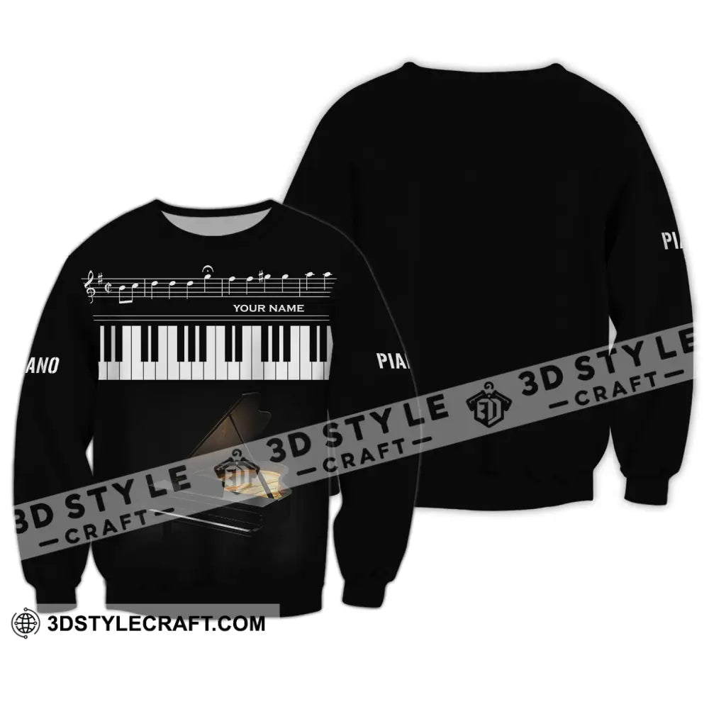 Unisex Shirt - Custom Name T-Shirt Piano Keys Long Sleeve / S T-Shirt