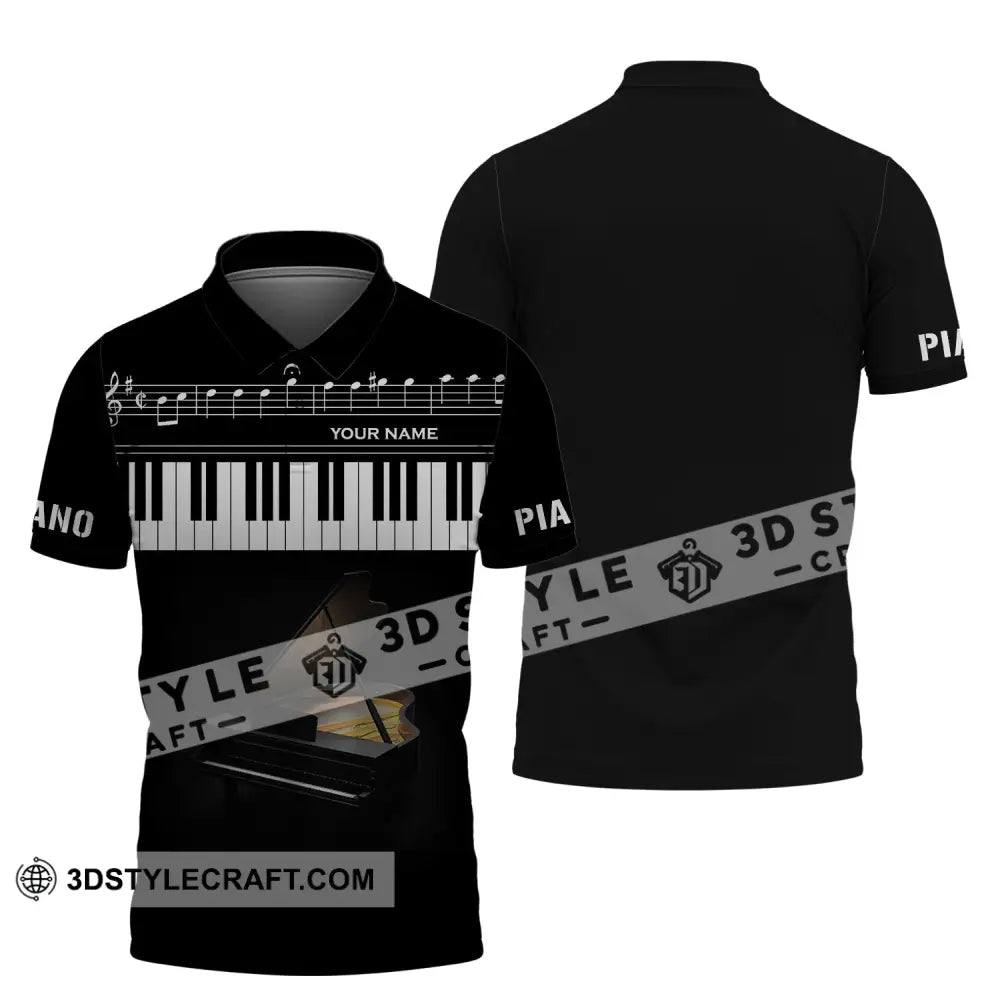 Unisex Shirt - Custom Name T-Shirt Piano Keys Polo / S T-Shirt