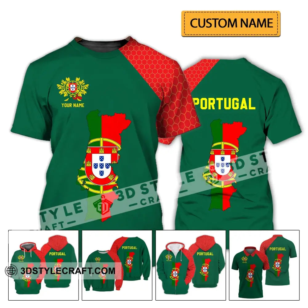 Unisex Shirt - Custom Name T-Shirt Portugal Clothing Map T-Shirt