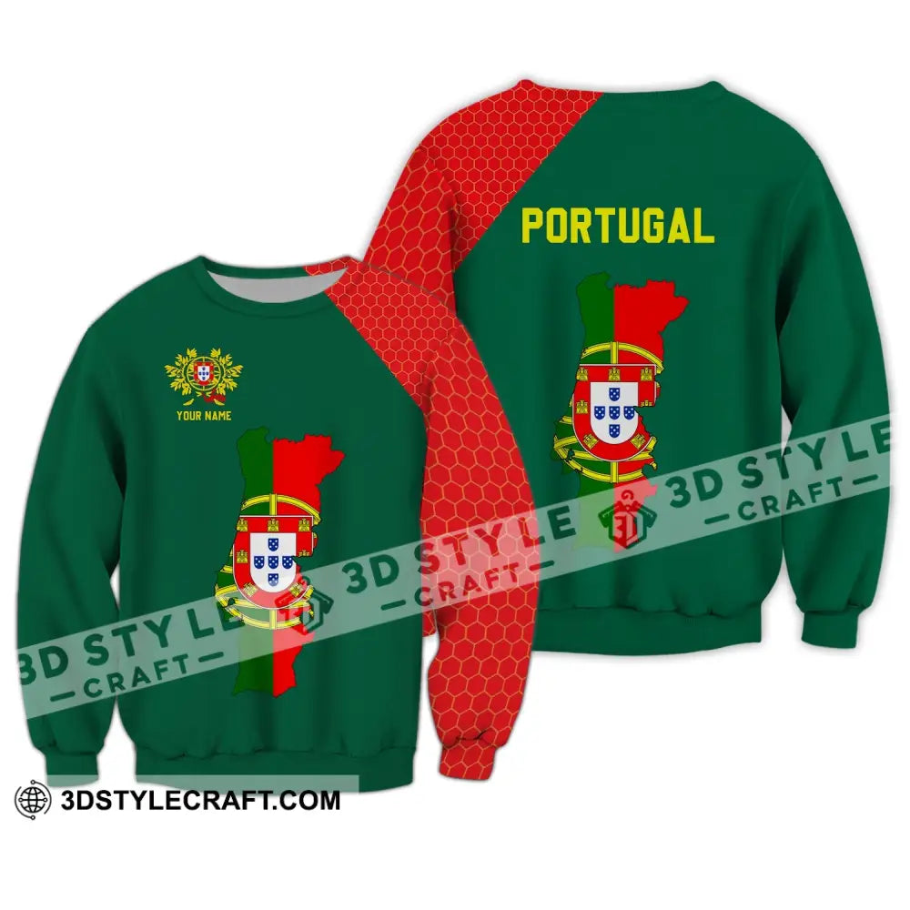 Unisex Shirt - Custom Name T-Shirt Portugal Clothing Map Long Sleeve / S T-Shirt