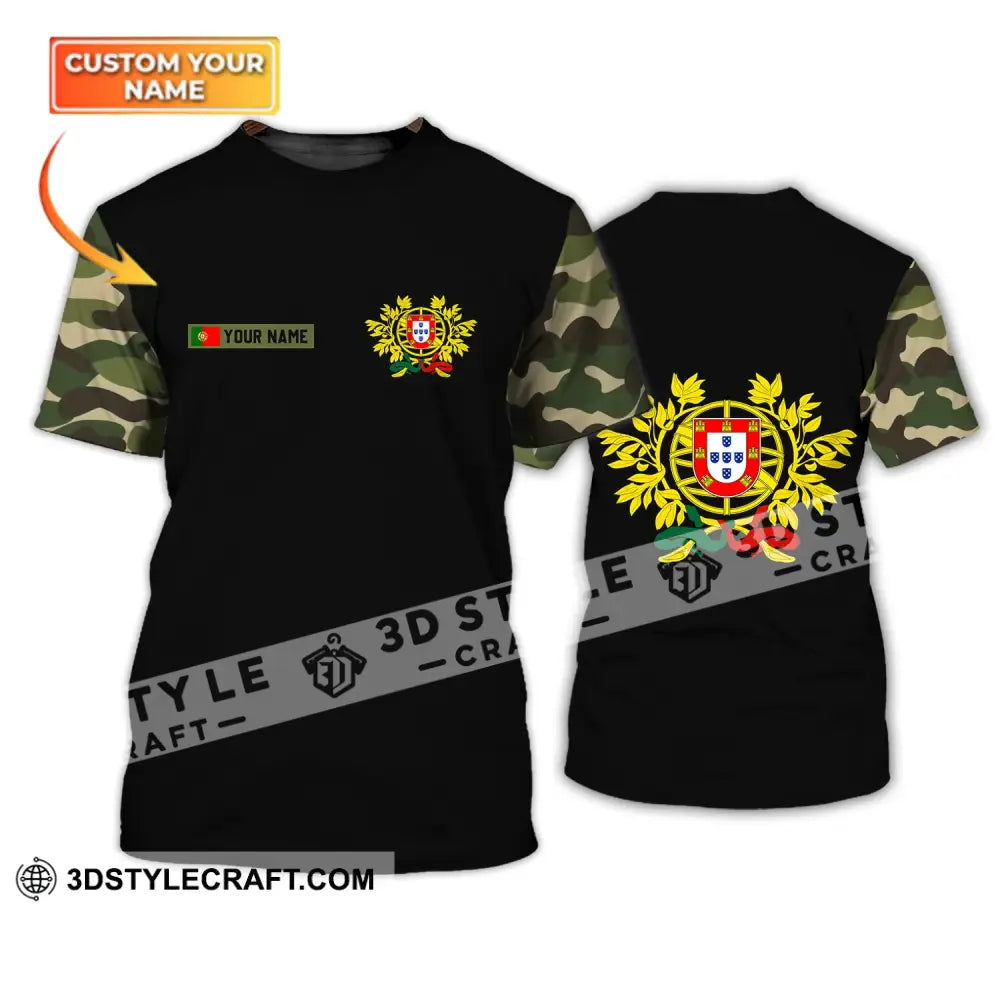 Unisex Shirt - Custom Name T-Shirt Portugal Coat Of Arms Camo T-Shirt