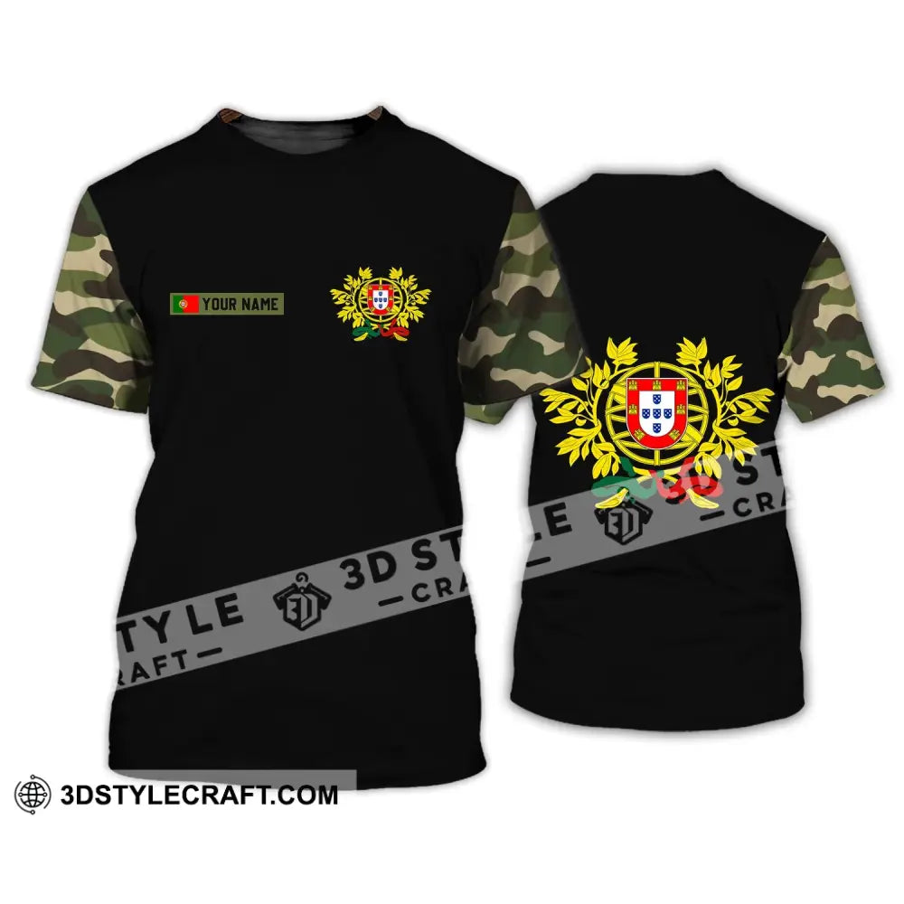 Unisex Shirt - Custom Name T-Shirt Portugal Coat Of Arms Camo / S T-Shirt