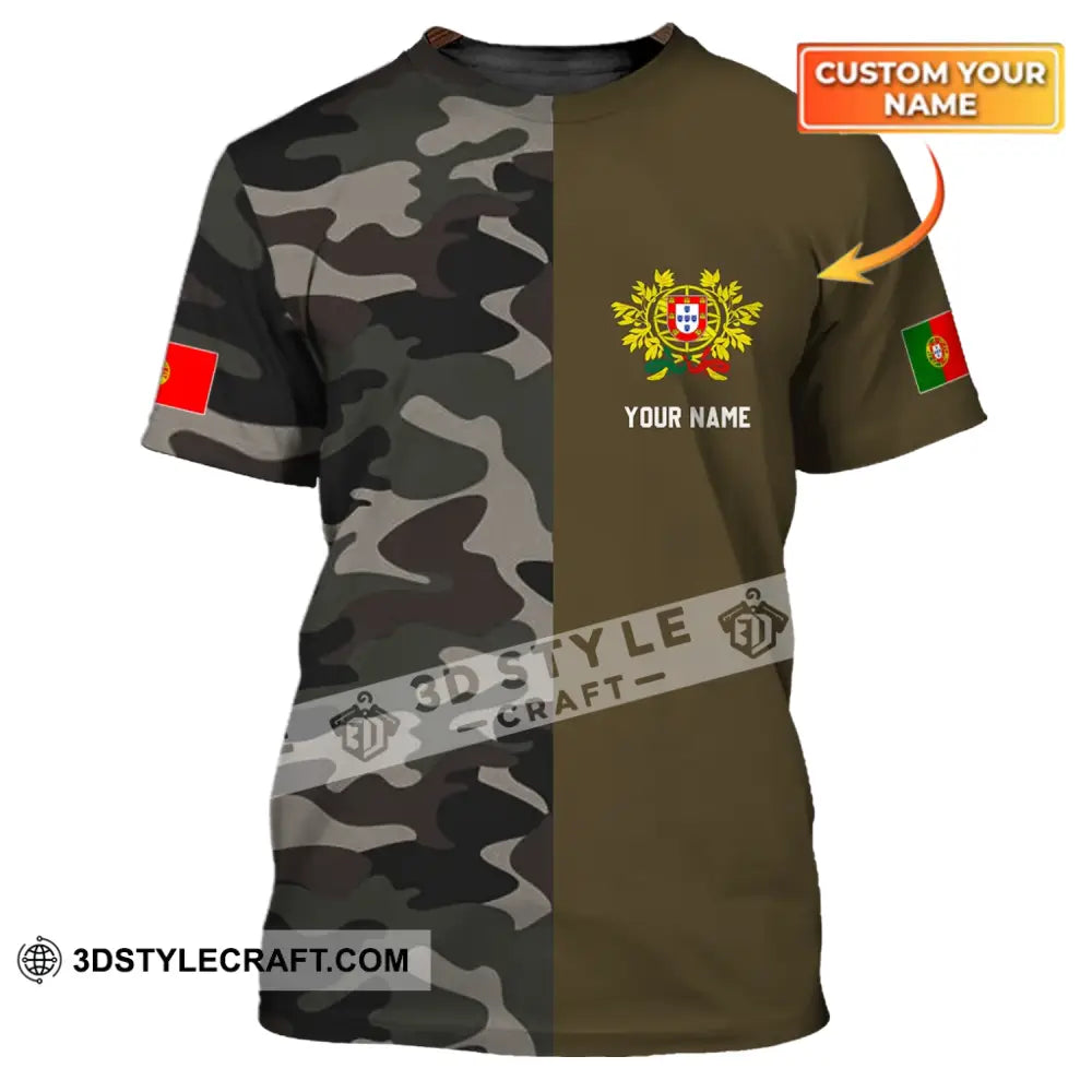 Unisex Shirt - Custom Name T-Shirt Portugal Half Camo Design T-Shirt