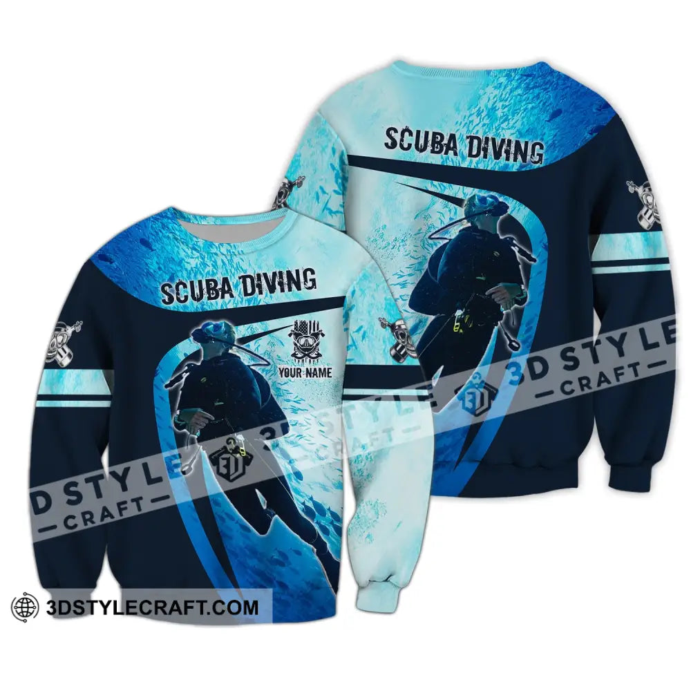 Unisex Shirt - Custom Name T-Shirt Scuba Diving Oxygen Mask Clothing Long Sleeve / S T-Shirt